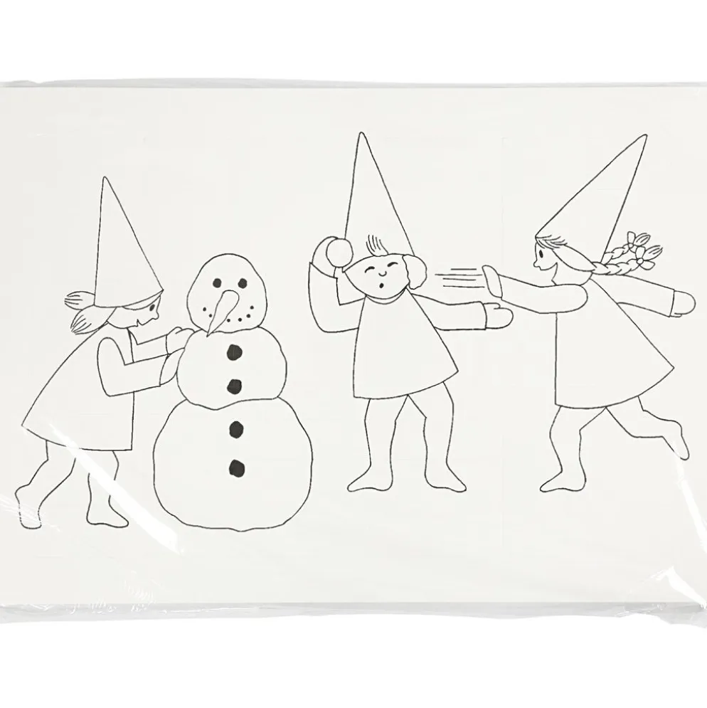 Adventskalender med nissar som har snöbollskrig, A3, stl. 30x42 cm, vit, 30 st./ 1 förp.