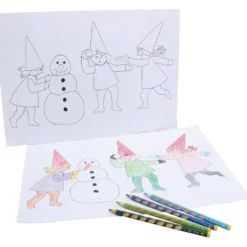 Adventskalender med nissar som har snöbollskrig, A3, stl. 30x42 cm, vit, 30 st./ 1 förp.