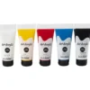Akrylfärg, grundfärger, halvblank, mixade färger, 5x75 ml/ 1 förp.
