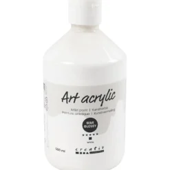 Akrylfärg, halvblank, täckande, vit, 500 ml/ 1 flaska