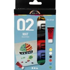 Akrylfärg Matt, standardfärger, 6x20 ml/ 1 förp.