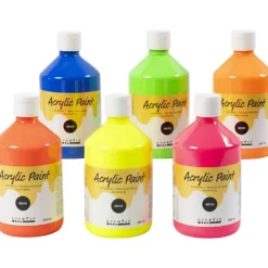 Akrylfärg Neon, neonfärger, 6x500 ml/ 1 förp.