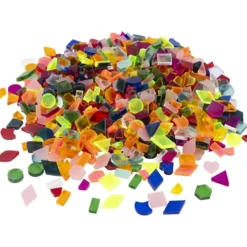 Akrylmosaik, stl. 10 mm, mixade färger, 500 g/ 1 påse