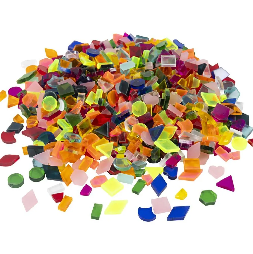 Akrylmosaik, stl. 10 mm, mixade färger, 500 g/ 1 påse