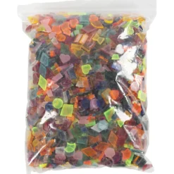 Akrylmosaik, stl. 10 mm, mixade färger, 500 g/ 1 påse