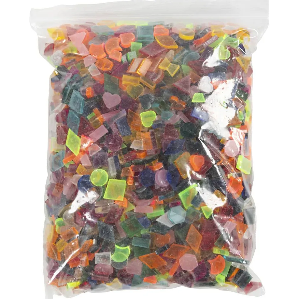 Akrylmosaik, stl. 10 mm, mixade färger, 500 g/ 1 påse