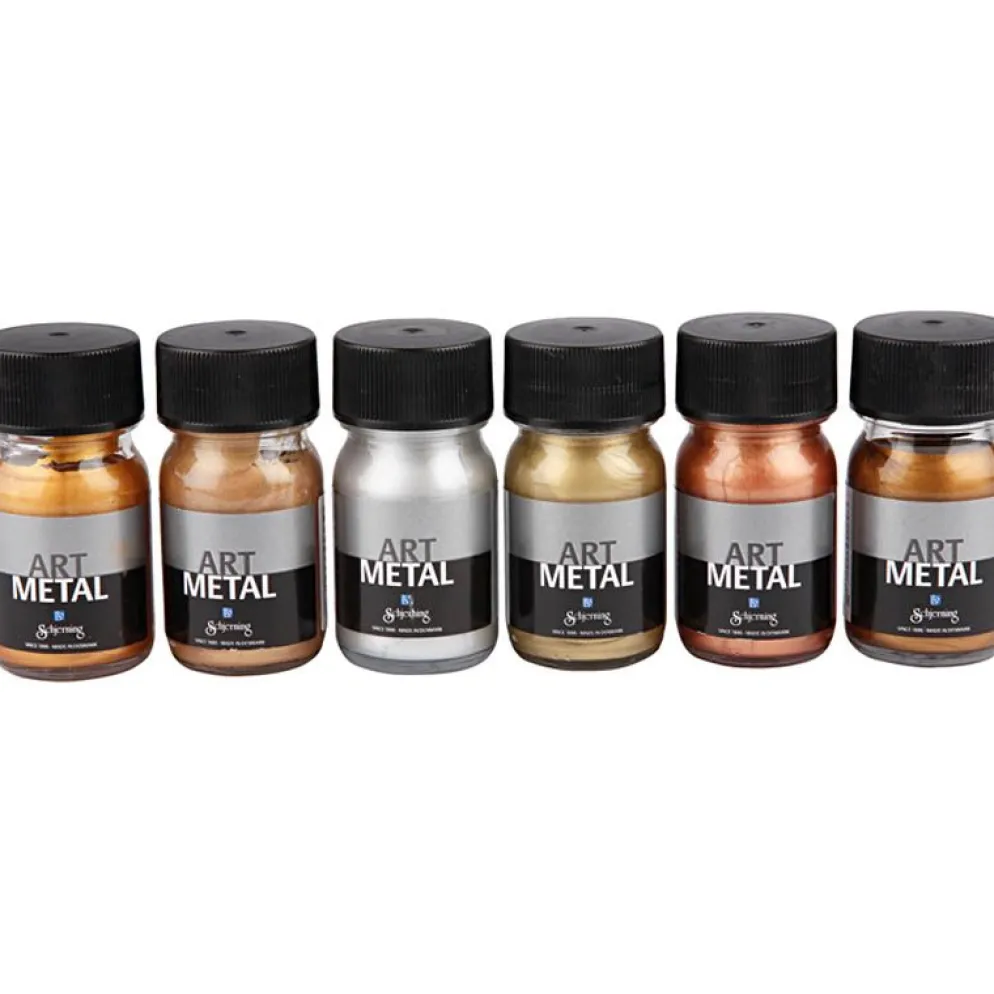 Art Metal Färg, nr. 5102, 5104, 5106, 5108, 5109, 5110, metallicfärger, 6x30 ml/ 1 förp.