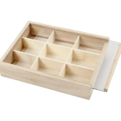 Ask med fackindelning och skyddslock, D: 3,5 cm, stl. 17x13 cm, 1 st.