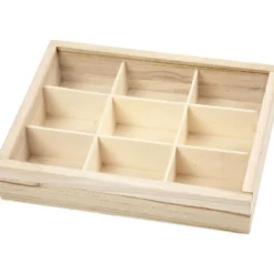 Ask med fackindelning och skyddslock, D: 3,5 cm, stl. 17x13 cm, 1 st.