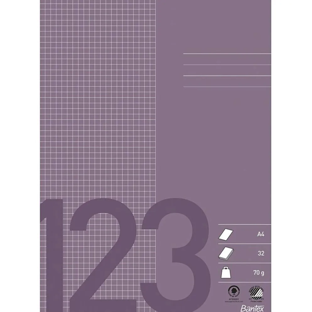 A4, stl. 21x29,7 cm, Antal sidor 64, rutor 5 × 5 mm, 70 g, lila, 1 st.