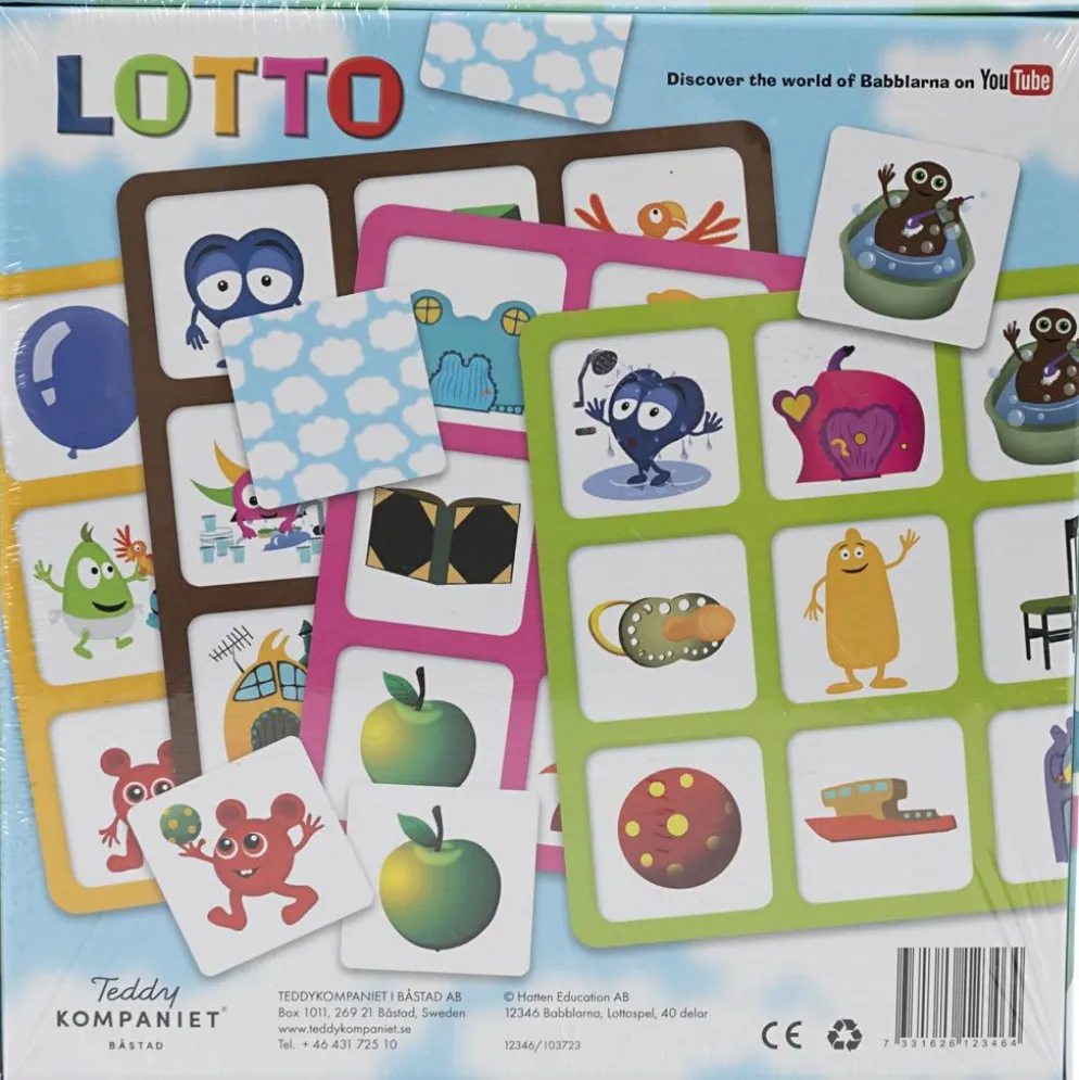Babblarna Lotto, stl. 20x20 cm, DK,NO,SE,FI,DE,ENG, 36 brickor, 1 set