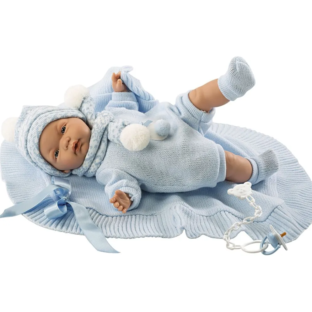 Babydocka, Ljusblå kläder, stl. 38 cm, 1 st.