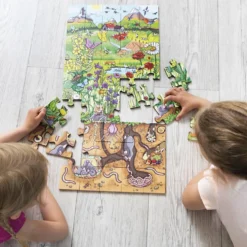 beleduc Golvpussel i trä, Utforska blomsterängen, L: 63 cm, B: 30 cm, 45 brickor, 1 st.