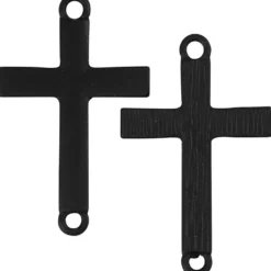 Berlocker, kors, stl. 20x30 mm, Hålstl. 2 mm, svart, 4 st./ 1 förp.