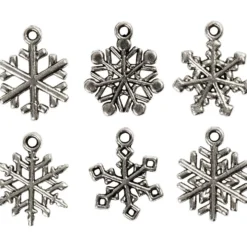 Berlocker, snöflingor, H: 20 mm, Hålstl. 1,5 mm, antiksilver, 18 mix./ 1 förp.