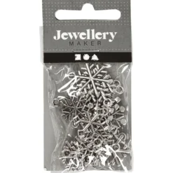 Berlocker, snöflingor, H: 20 mm, Hålstl. 1,5 mm, antiksilver, 18 mix./ 1 förp.