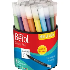 Berol Colourfine, Dia. 10 mm, spets 0,3-0,7 mm, mixade färger, 42 st./ 1 burk