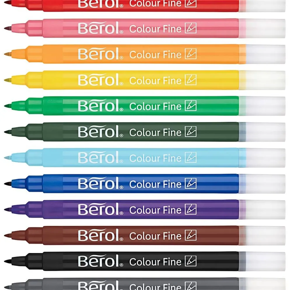 Berol Colourfine, Dia. 10 mm, spets 0,3-0,7 mm, mixade färger, 42 st./ 1 burk