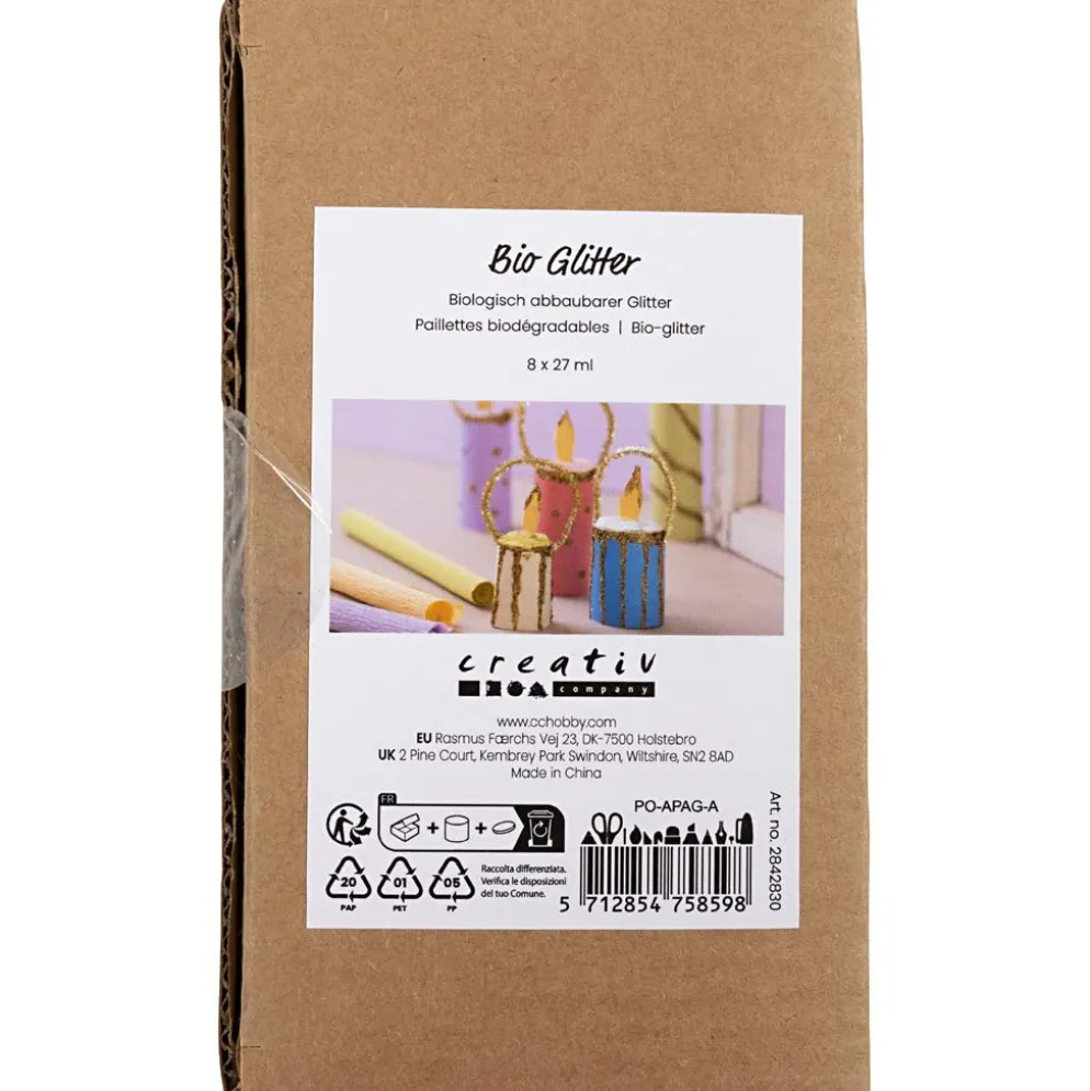 Bio-glimmer, mixade färger, 8x27 ml/ 1 förp.