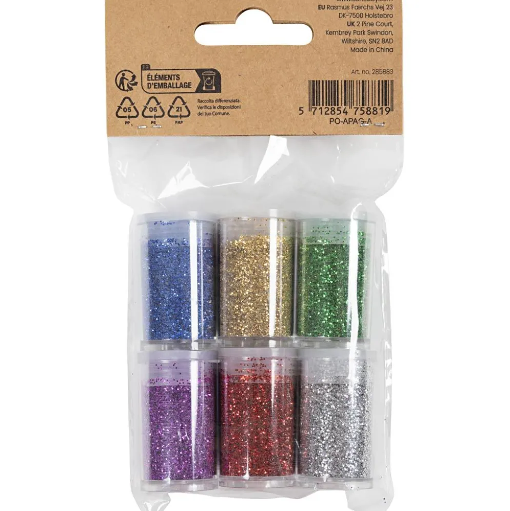 Bio-glimmer, mixade färger, 6x7 ml/ 1 förp.