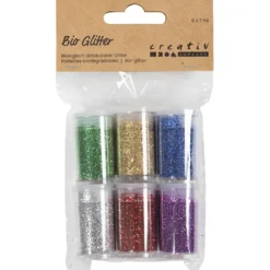 Bio-glimmer, mixade färger, 6x7 ml/ 1 förp.