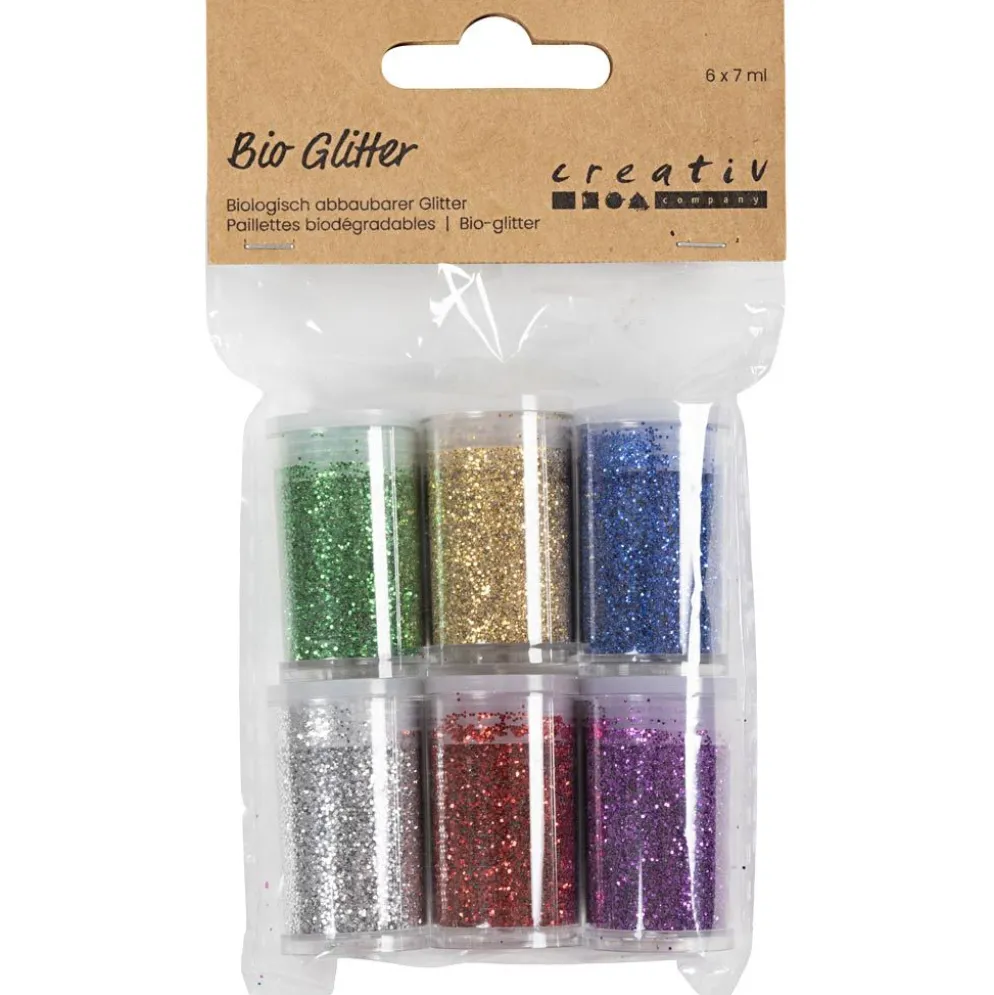 Bio-glimmer, mixade färger, 6x7 ml/ 1 förp.