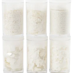 Biologiskt nedbrytbart glimmer och biologiskt nedbrytbara paljetter, silver, vit, 6x7 ml/ 1 förp.