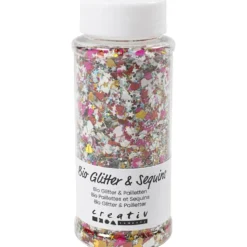 Biologiskt nedbrytbart glimmer och biologiskt nedbrytbara paljetter, mixade färger, 140 ml/ 1 burk