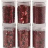Biologiskt nedbrytbart glimmer och biologiskt nedbrytbara paljetter, röd, 6x7 ml/ 1 förp.