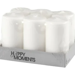 Blockljus, H: 100 mm, Dia. 50 mm, vit, 6 st./ 1 förp.