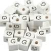 Bokstavspärlor, G, stl. 8x8 mm, Hålstl. 3 mm, vit, 25 st./ 1 förp.