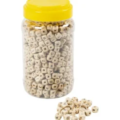 Bokstavspärlor, stl. 7x7 mm, Hålstl. 3 mm, vit, 400 ml, 200 g/ 1 förp.