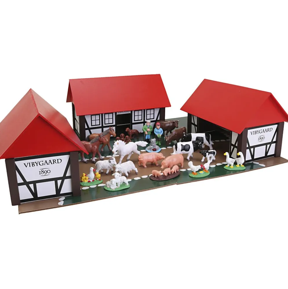 Bondgård med djur, stl. 31x45x15 cm, 1 set
