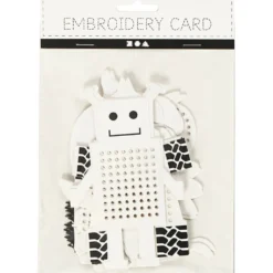 Broderifigurer, djur/robot, H: 8-13 cm, B: 8-13 cm, vit, 6x3 st./ 1 förp.