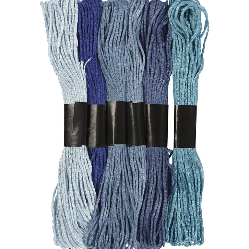 Broderitråd, tjocklek 1 mm, blå harmoni, 6 bunt/ 1 förp.