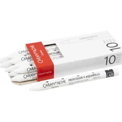 CARAN D’ACHE Neocolor II akvarellkritor, L: 10 cm, tjocklek 8,5 mm, white (001), 10 st./ 1 förp.