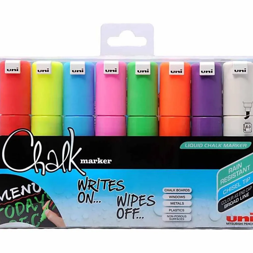 Chalk Marker, spets 8 mm, mixade färger, 8 st./ 1 förp.