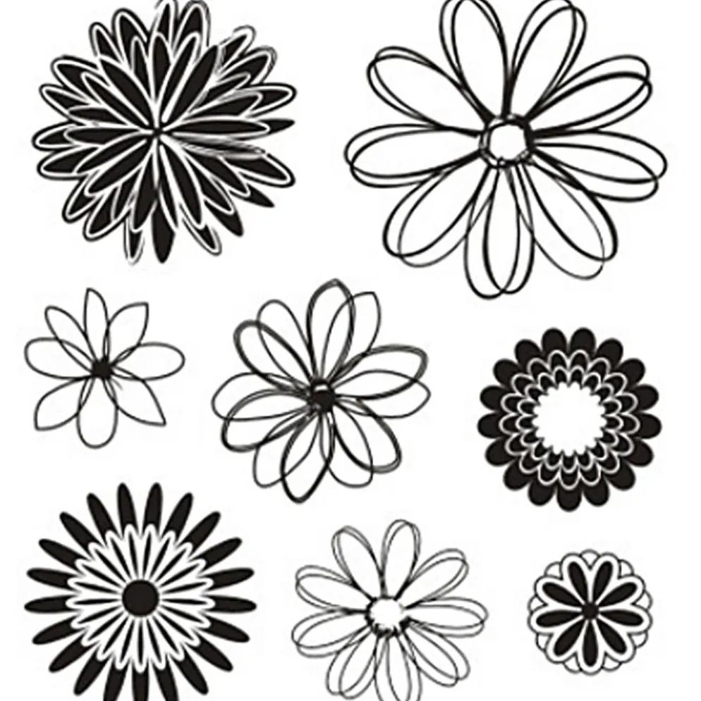Clear Stamps, blommor, ark 11x15,5 cm, 1 ark