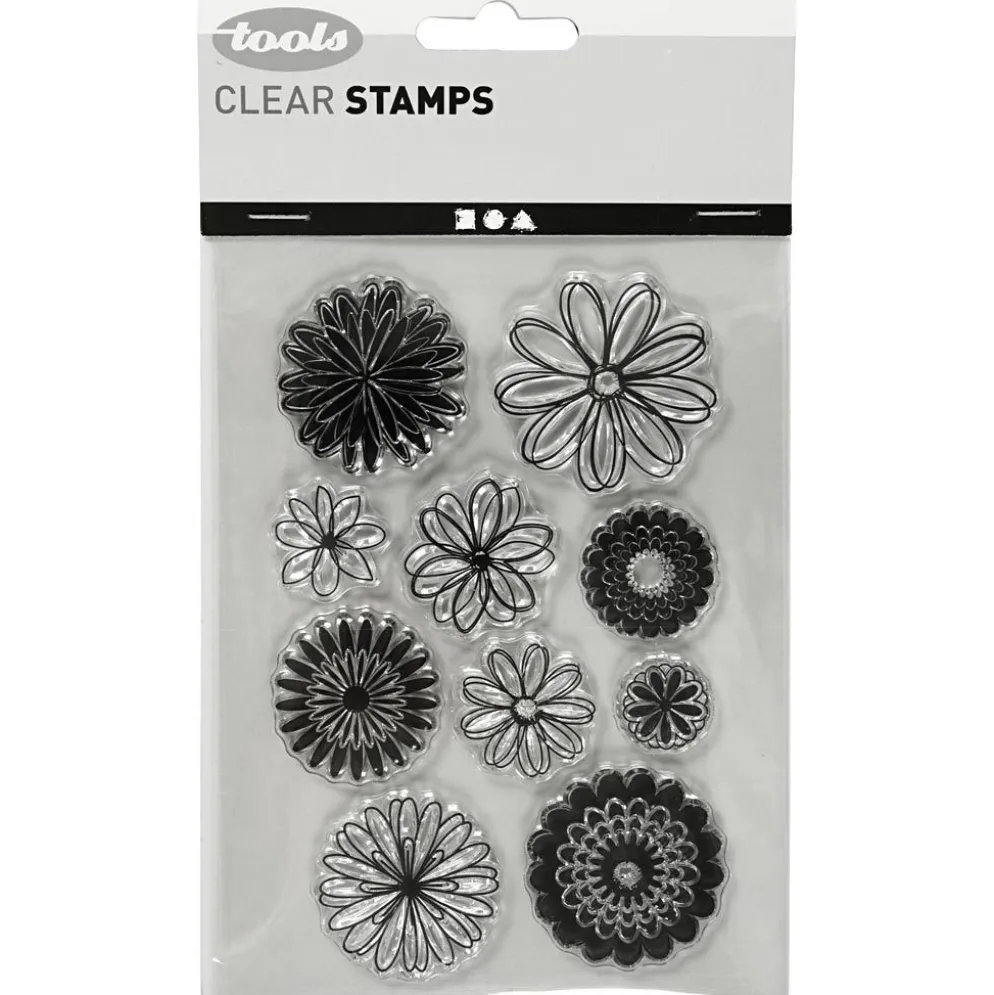 Clear Stamps, blommor, ark 11x15,5 cm, 1 ark