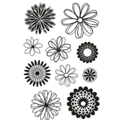 Clear Stamps, blommor, ark 11x15,5 cm, 1 ark
