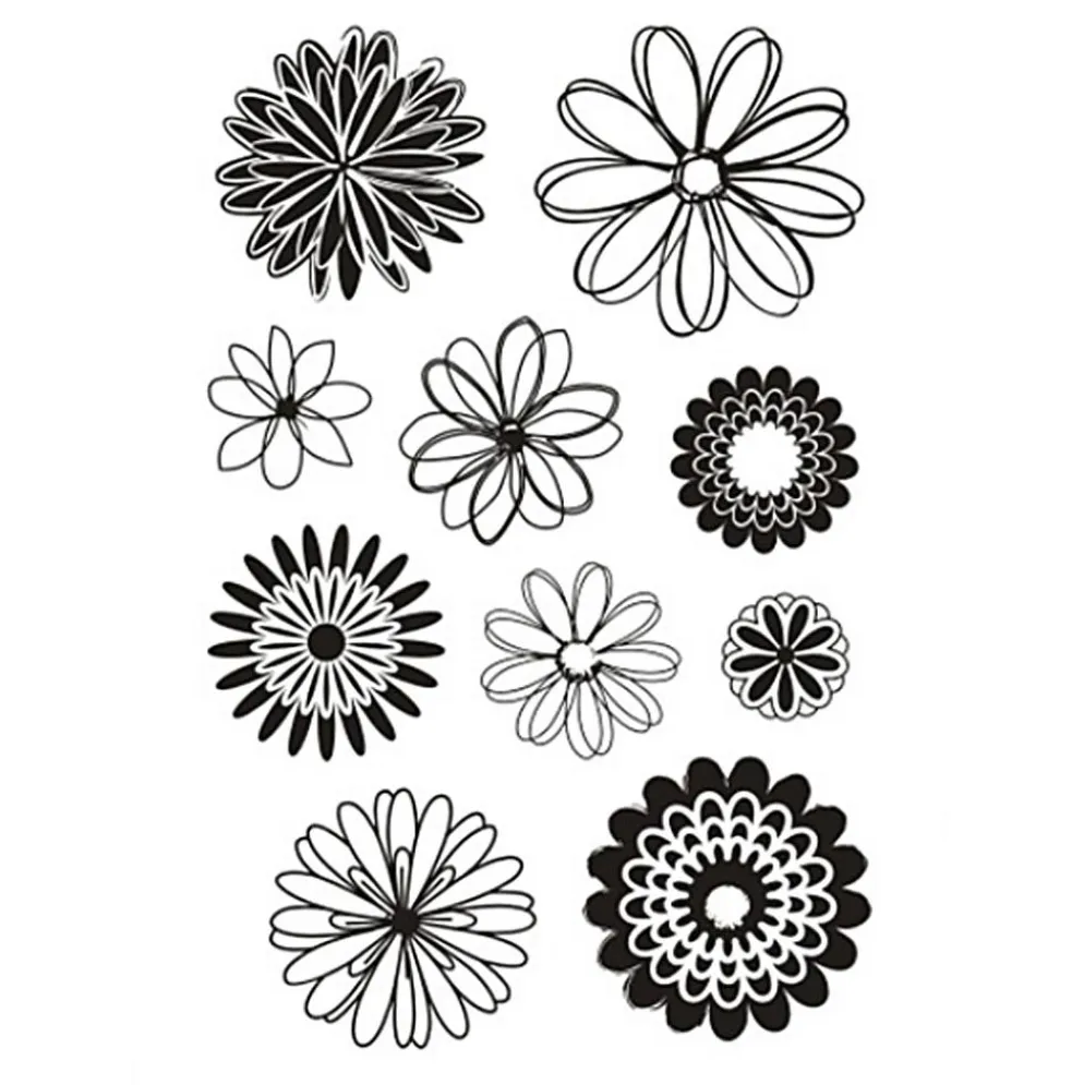 Clear Stamps, blommor, ark 11x15,5 cm, 1 ark