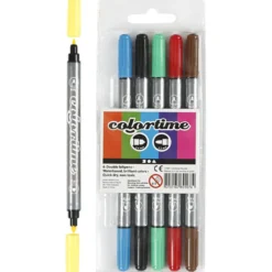 Colortime Dubbeltusch, spets 2,3+3,6 mm, standardfärger, 6 st./ 1 förp.