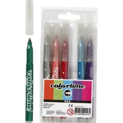 Colortime Glittertusch, spets 2 mm, mixade färger, 6 st./ 1 förp.