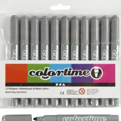 Colortime-pennor, spets 5 mm, grå, 12 st./ 1 förp.