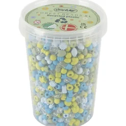 Dantoy pärlor, Återvunnet plastmaterial, Dia. 5-8 mm, Hålstl. 4 mm, ca. 1580 st., blå/grön harmoni, 720 g/ 1 förp.
