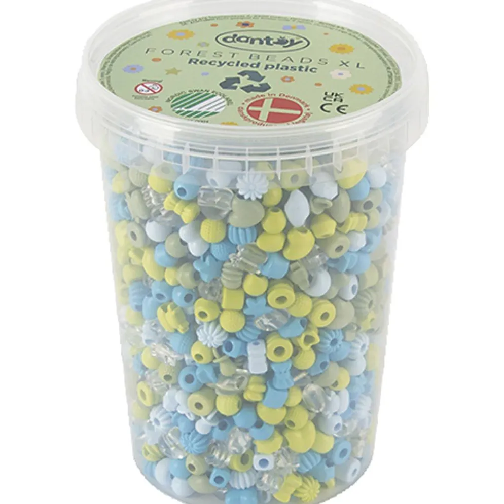 Dantoy pärlor, Återvunnet plastmaterial, Dia. 5-8 mm, Hålstl. 4 mm, ca. 1580 st., blå/grön harmoni, 720 g/ 1 förp.