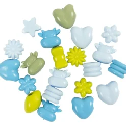 Dantoy pärlor, Återvunnet plastmaterial, Dia. 5-8 mm, Hålstl. 4 mm, blå/grön harmoni, 280 st./ 1 förp.