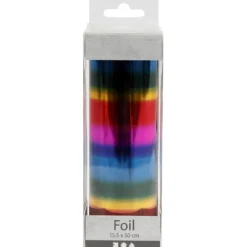 Dekorationsfolie, B: 15,5 cm, tjocklek 0,02 mm, regnbågsfärger, 50 cm/ 1 rl.