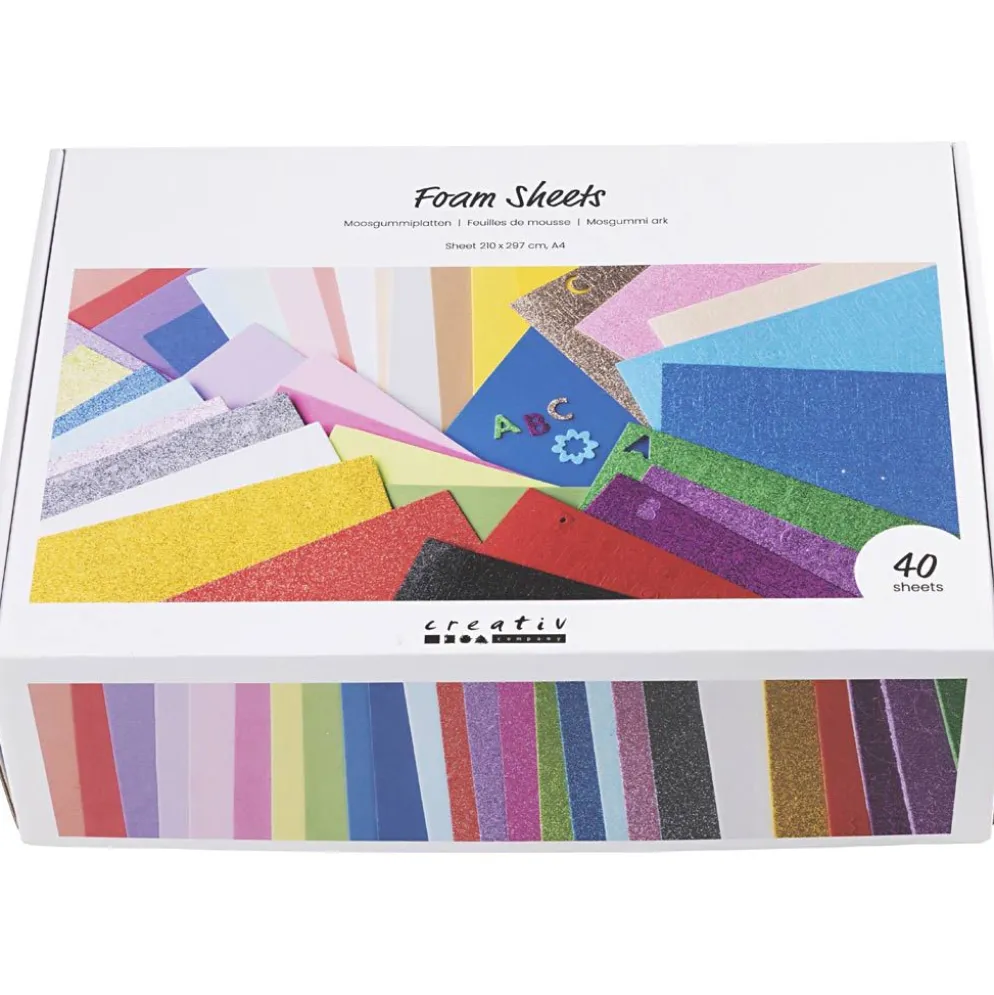 Dekorgummi, A4, ark 210x297 cm, mixade färger, 40 ark/ 1 förp.
