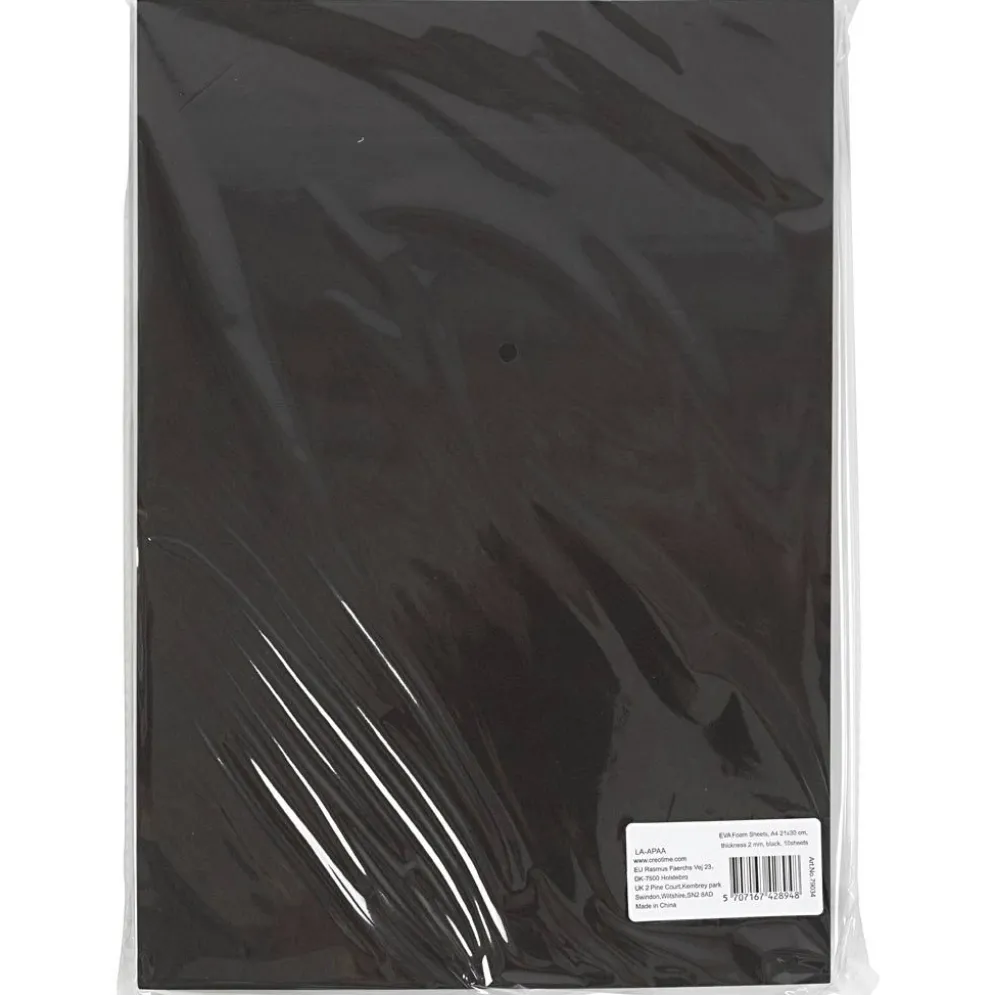 Dekorgummi, A4, ark 210x297 mm, tjocklek 2 mm, svart, 10 ark/ 1 förp.